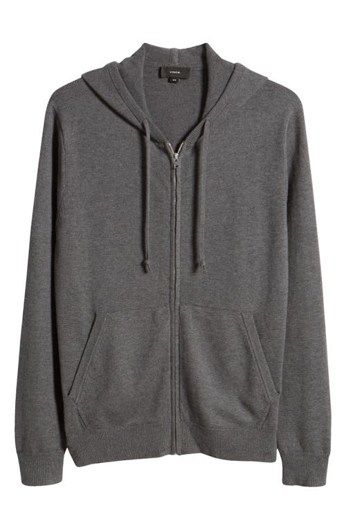 Shop Vince Modern Wool, Cotton & Cashmere Zip-up Hoodie Sweater In Medium Heather Grey