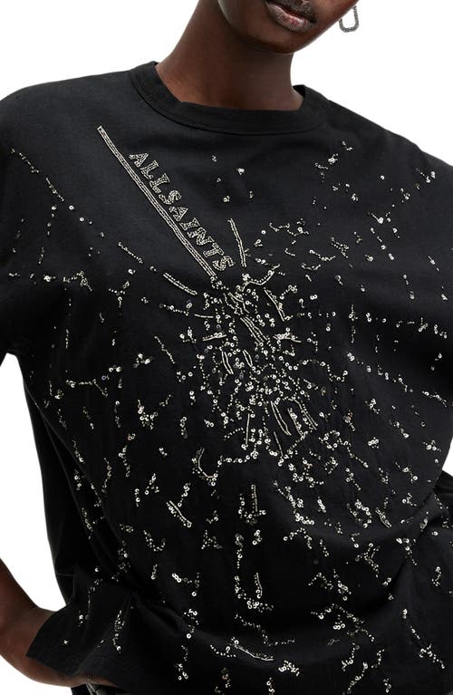 Shop Allsaints Amelie Embellished Shatter Oversize Cotton T-shirt In Black