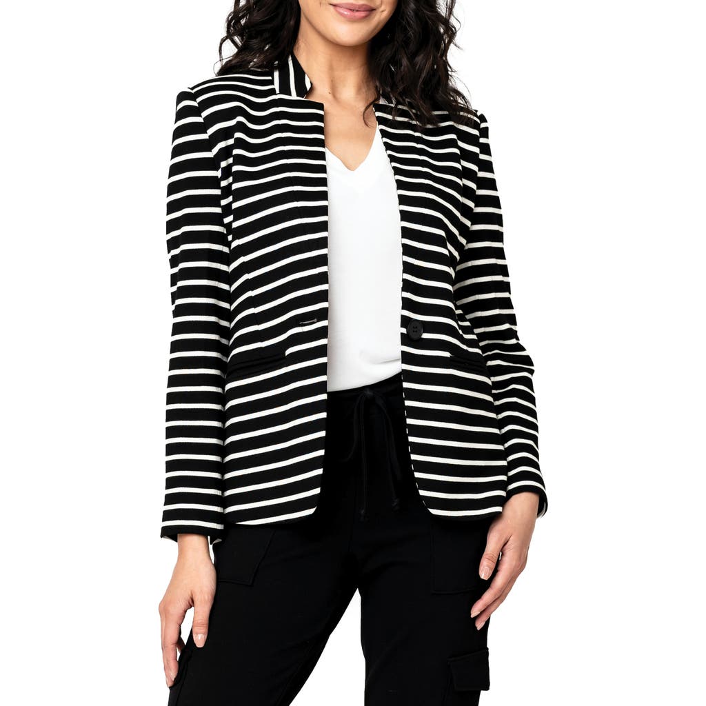 Gibsonlook Stripe Knit Blazer In Black/ Ivory Stripe