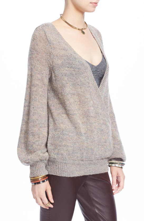 Shop Free People 'karina' Slouchy Wrap Front Sweater In Light Multi