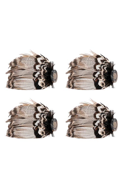 Juliska Feather Napkin Rings, Set Of 4 In Espresso
