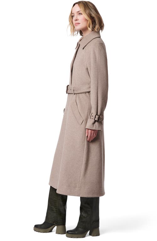 Shop Bernardo Belted Wool Blend Melton Coat In Heather Taupe