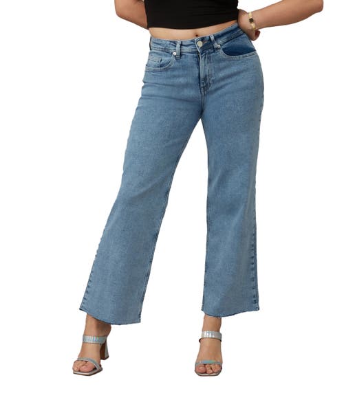 Shop Lola Jeans Colette High Rise Wide Leg Jeans In Vintage Ice Blue