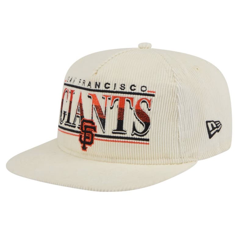 New Era Cream San Francisco Giants Throwback Bar Golfer Corduroy Snapback Hat In Neutral