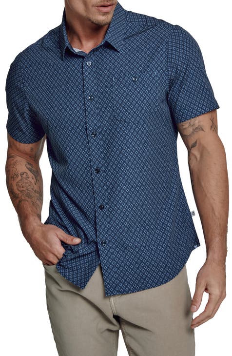 Alonzo Dot Print Short Sleeve Performance Button-Up Shirt