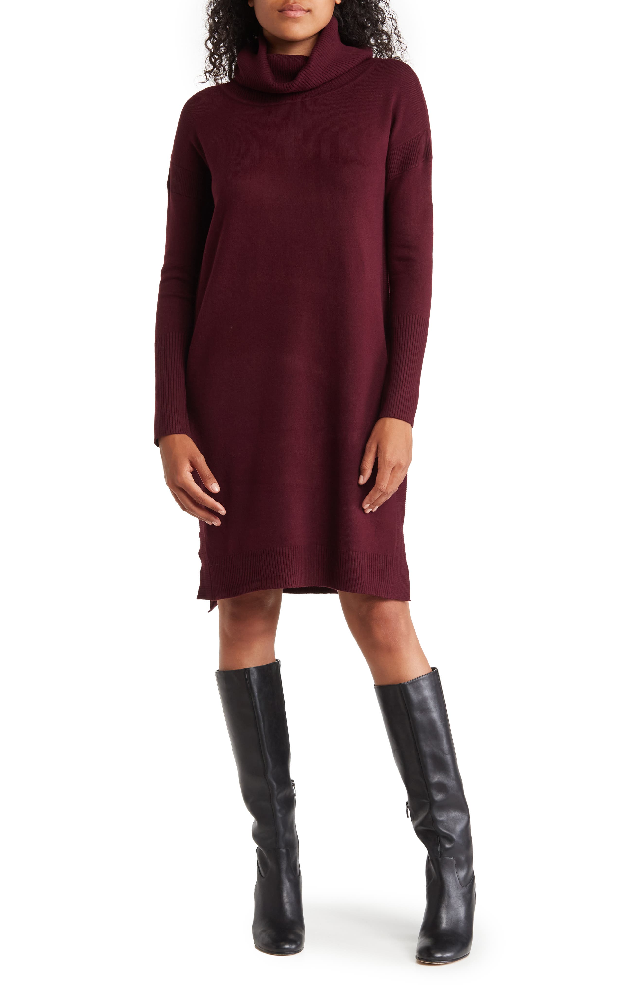 Cowl Neck Sweater Dress 