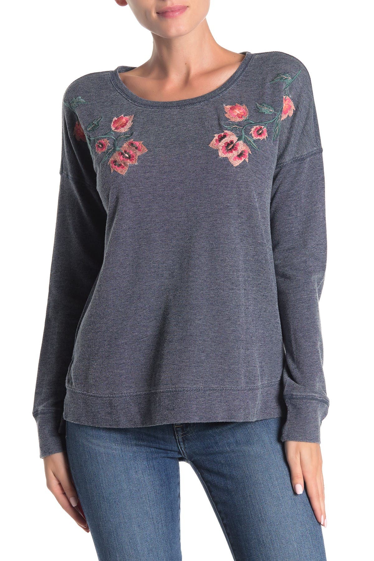 lucky brand floral embroidered sweatshirt