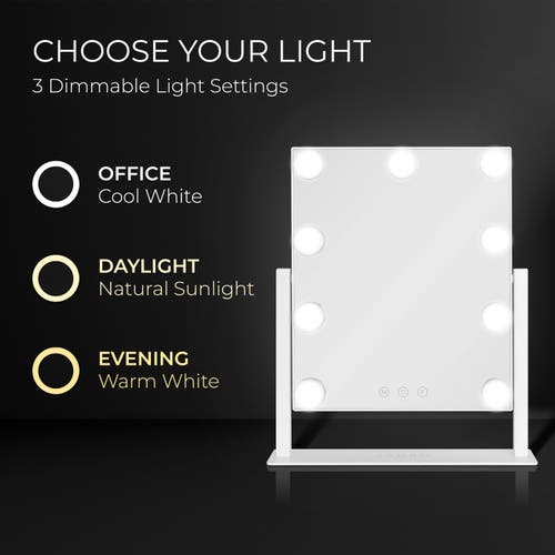 Zadro Small Horizontal Hollywood Makeup Mirror With Lights In White