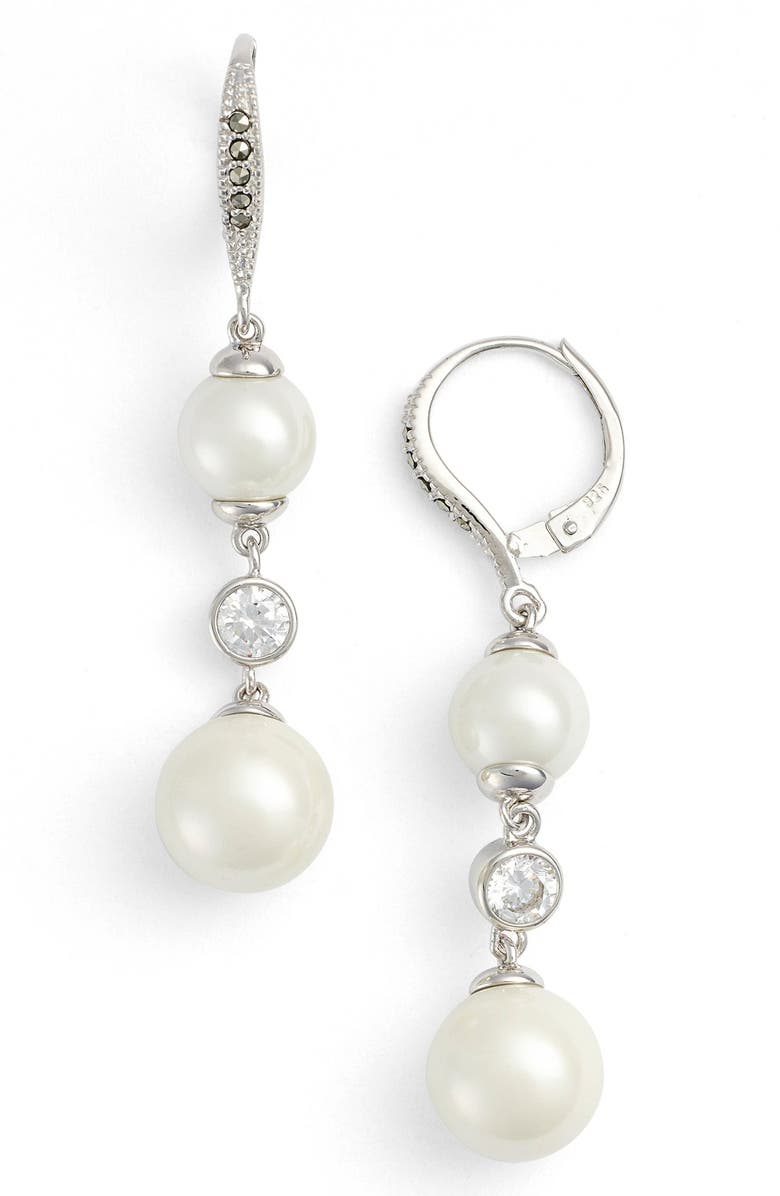 Judith Jack 'Triple Drop' Faux Pearl Linear Earrings | Nordstrom