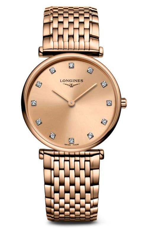 Shop Longines La Grande Classique Diamond Bracelet Watch, 29mm In Pink