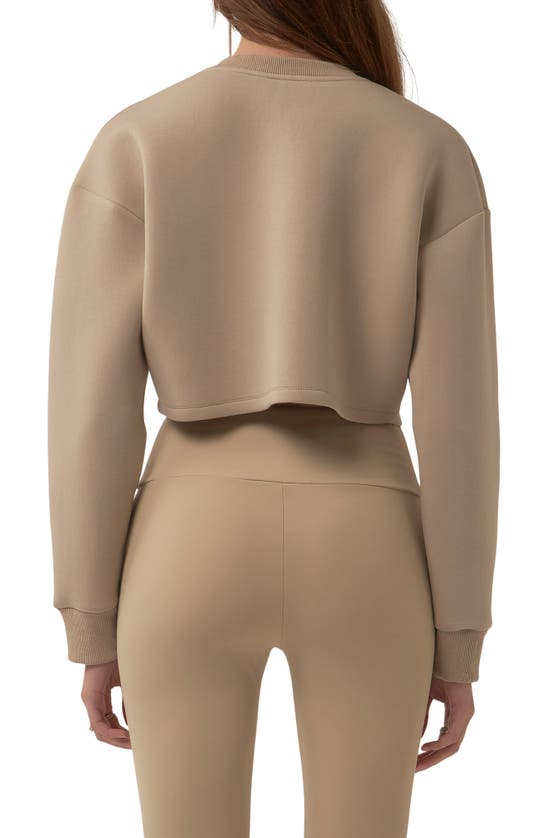 Grey Lab Lounge Wear Crop Crewneck Sweatshirt In Taupe