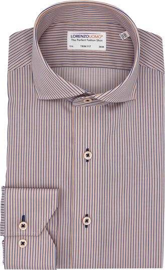Lorenzo Uomo Trim Fit Stripe Cotton Dress Shirt | Nordstromrack