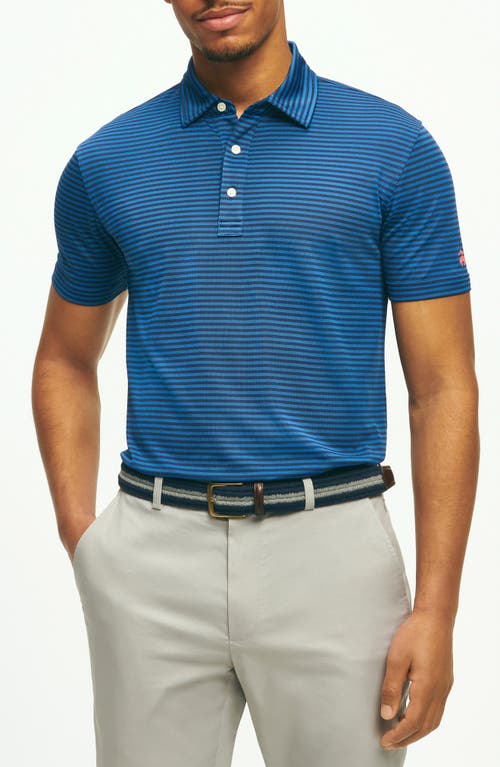 Brooks Brothers Stripe Performance Golf Polo In Blue/navy