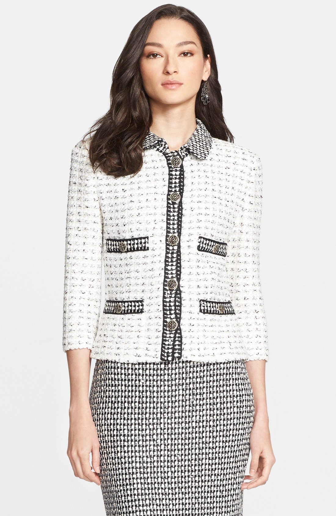 St. John Collection Salt & Pepper Tweed Knit Jacket Nordstrom
