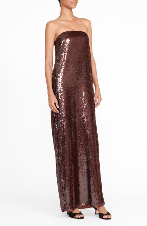 Staud Casey Strapless Sequin Maxi Dress In Bronze