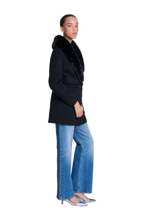 Maje Double-faced Mid-length Coat In Black