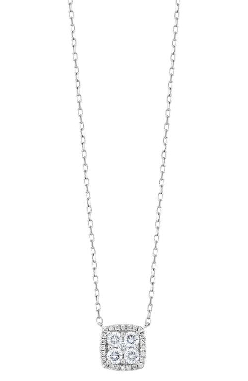 Mika Square Pavé Diamond Pendant Necklace in 18K White Gold