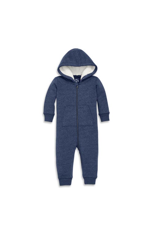 Primary Baby Teddy Fleece-lined Zip Romper In Heather Navy
