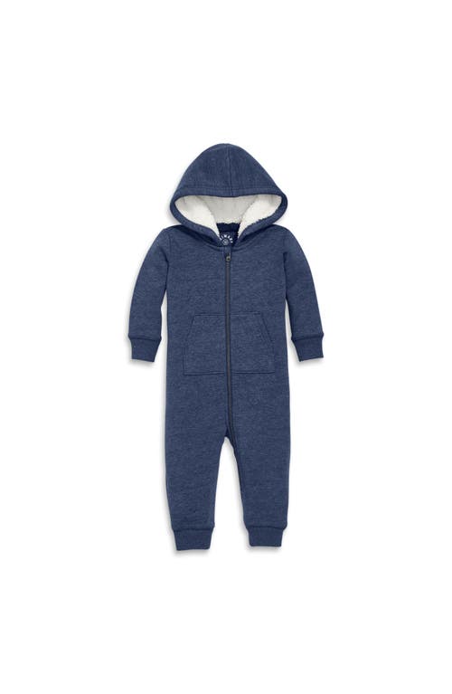 Shop Primary Baby Teddy Fleece-lined Zip Romper In Heather Navy