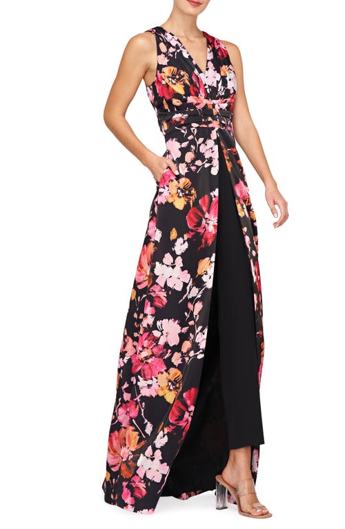 Shop Kay Unger Arlo Floral Maxi Jumpsuit In Saffron/black