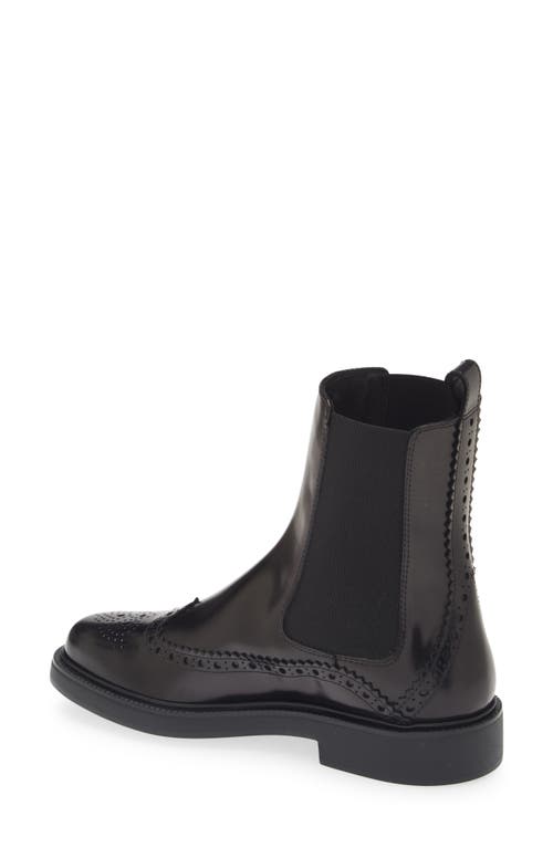 Shop Tod's Wingtip Chelsea Boot In Nero