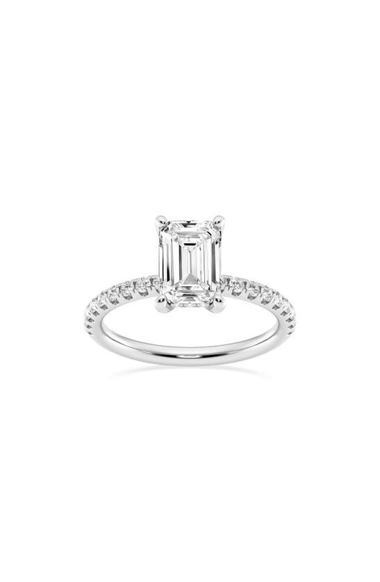 Badgley Mischka 14k Gold Emerald Cut Lab Created Diamond Ring In White