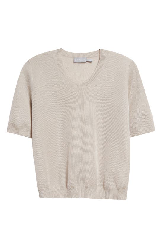 Shop Moncler Short Sleeve Crewneck Sweater In Metallic Pale Pink