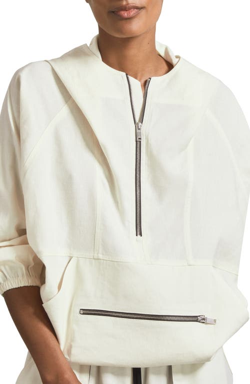 Shop Reiss Atelier Victoria Hooded Linen Blend Pullover In White