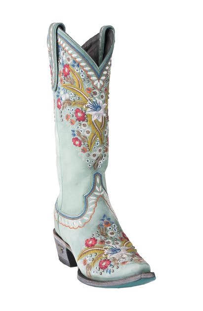 Lane Boots Chloe Floral Embroidered Western Boot In Cinnamon Leather ModeSens