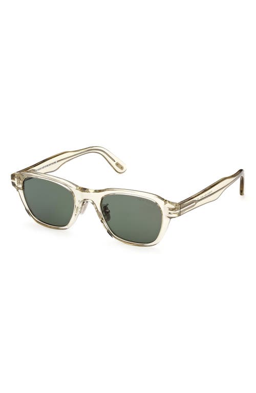 Shop Tom Ford 49mm Square Sunglasses In Shiny Light Green/green