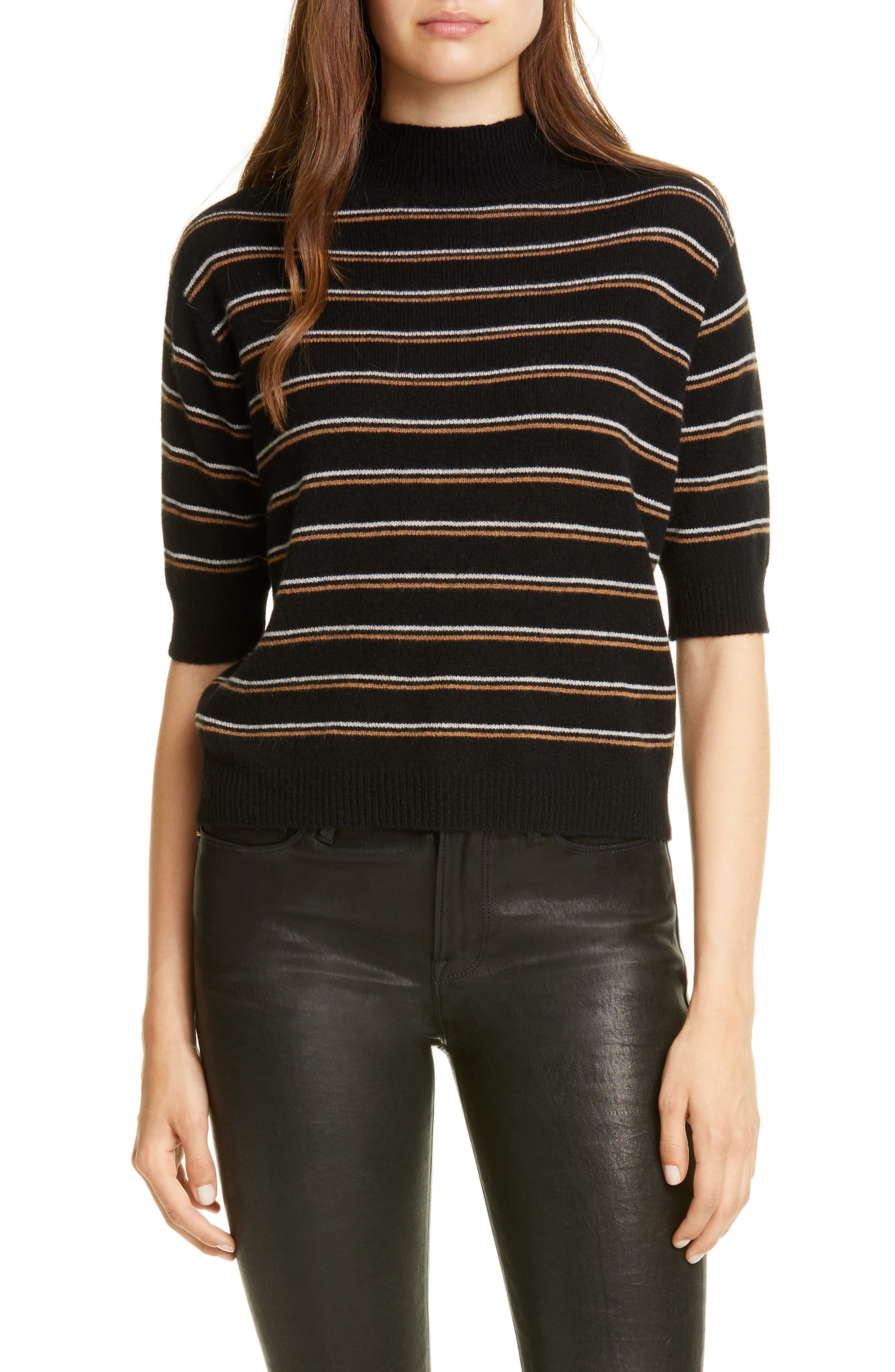 FRAME Stripe Cashmere Crop Sweater (Nordstrom Exclusive) Nordstrom