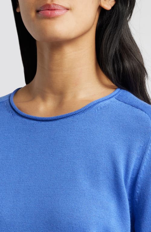 Eileen Fisher Raglan Sleeve Organic Cotton Blend Sweater In Blue Star