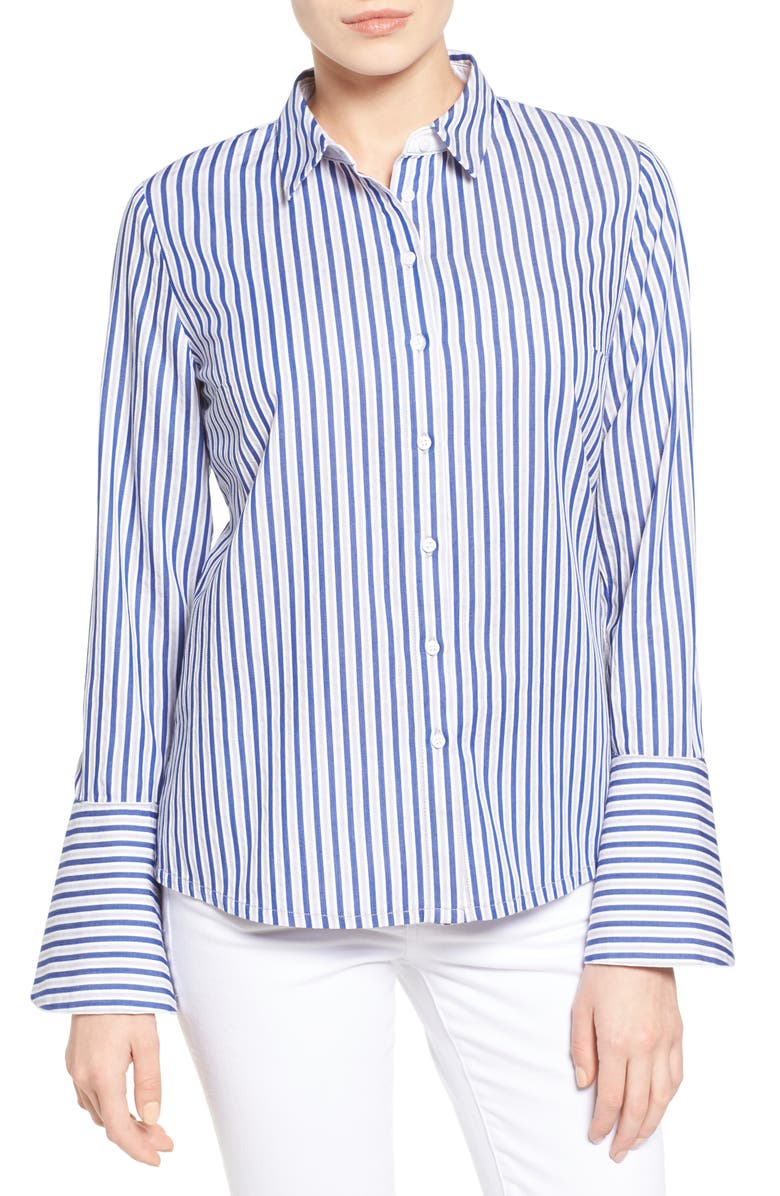 KUT from the Kloth Luz Stripe Bell Cuff Shirt | Nordstrom