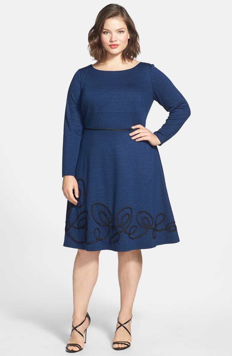 Adrianna Papell Fit & Flare Dress with Soutache Trim (Plus Size ...