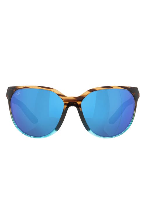 Costa Del Mar Mayfly 58mm Mirrored Polarized Round Sunglasses in Blue Mirror at Nordstrom