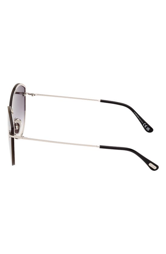 Shop Tom Ford Evangeline 63mm Oversize Gradient Cat Eye Sunglasses In Palladium Black / Silver Smoke