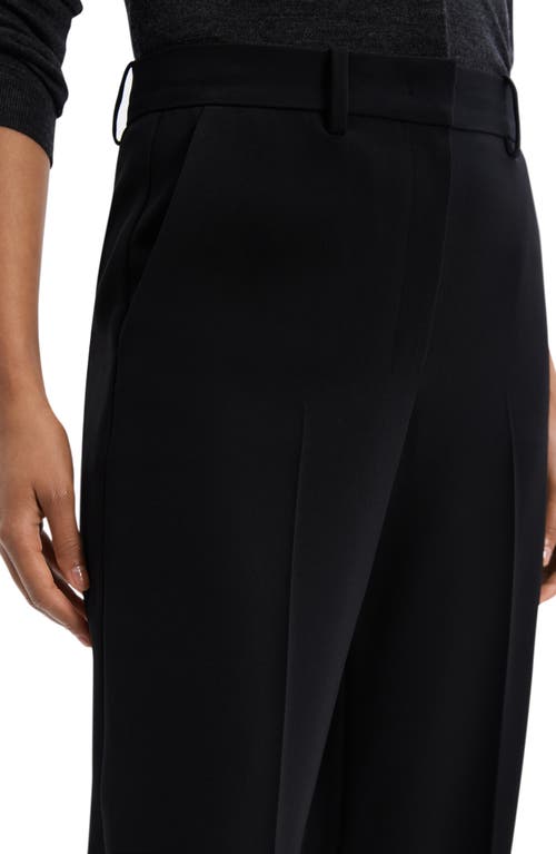 Theory High Waist Double Knit Wide Leg Pants In Black