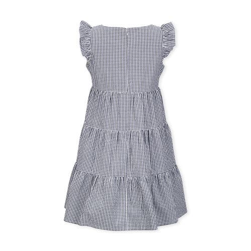 Shop Hope & Henry Organic Flutter Sleeve Short Tiered Dress In Navy Gingham