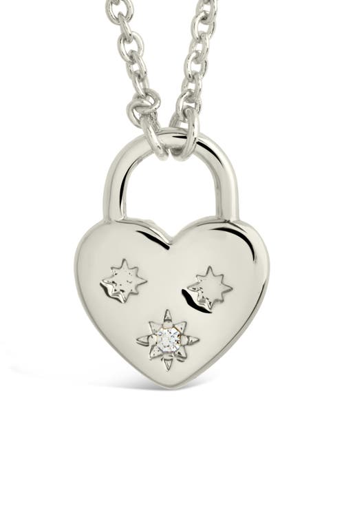 Sterling Forever Josephine Cz Heart Lock Pendant Necklace In Silver