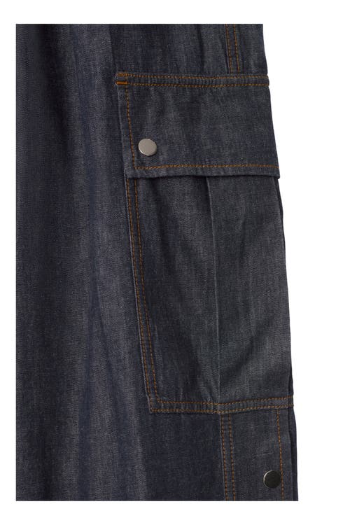 Shop Burberry Denim Cargo Trousers In Denim Blue