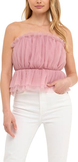 Endless Rose Strapless Tulle Peplum Top | Nordstrom