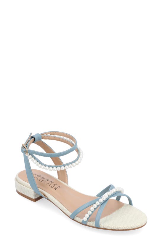 Journee Collection Tulsi Pearly Beaded Sandal In Blue