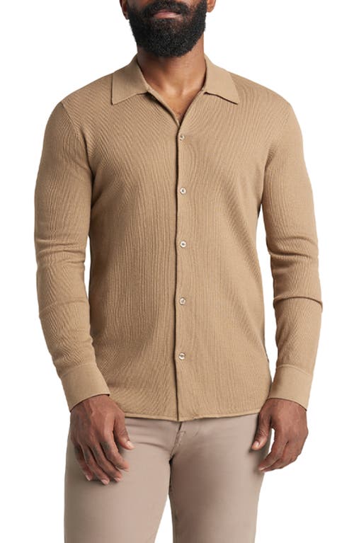 Goodlife Mini Waffle Long Button-Up Shirt in Timber 