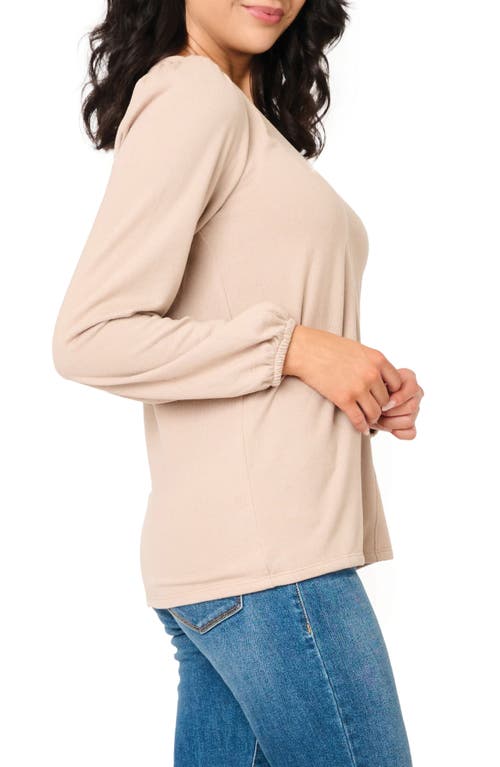 Gibsonlook Blouson Sleeve V-neck Sweater In Taupe