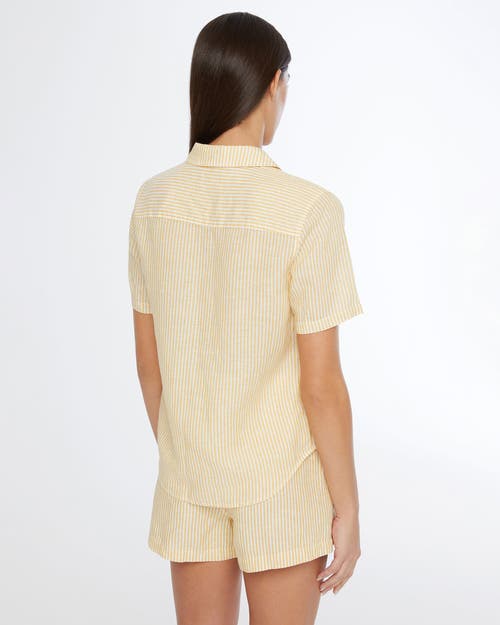 Onia Air Linen Elastic Drawstring Short In Burnt Sun/white