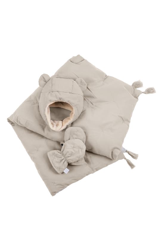 7 A.m. Enfant Babies' Hat, Mittens & Blanket Set In Brush