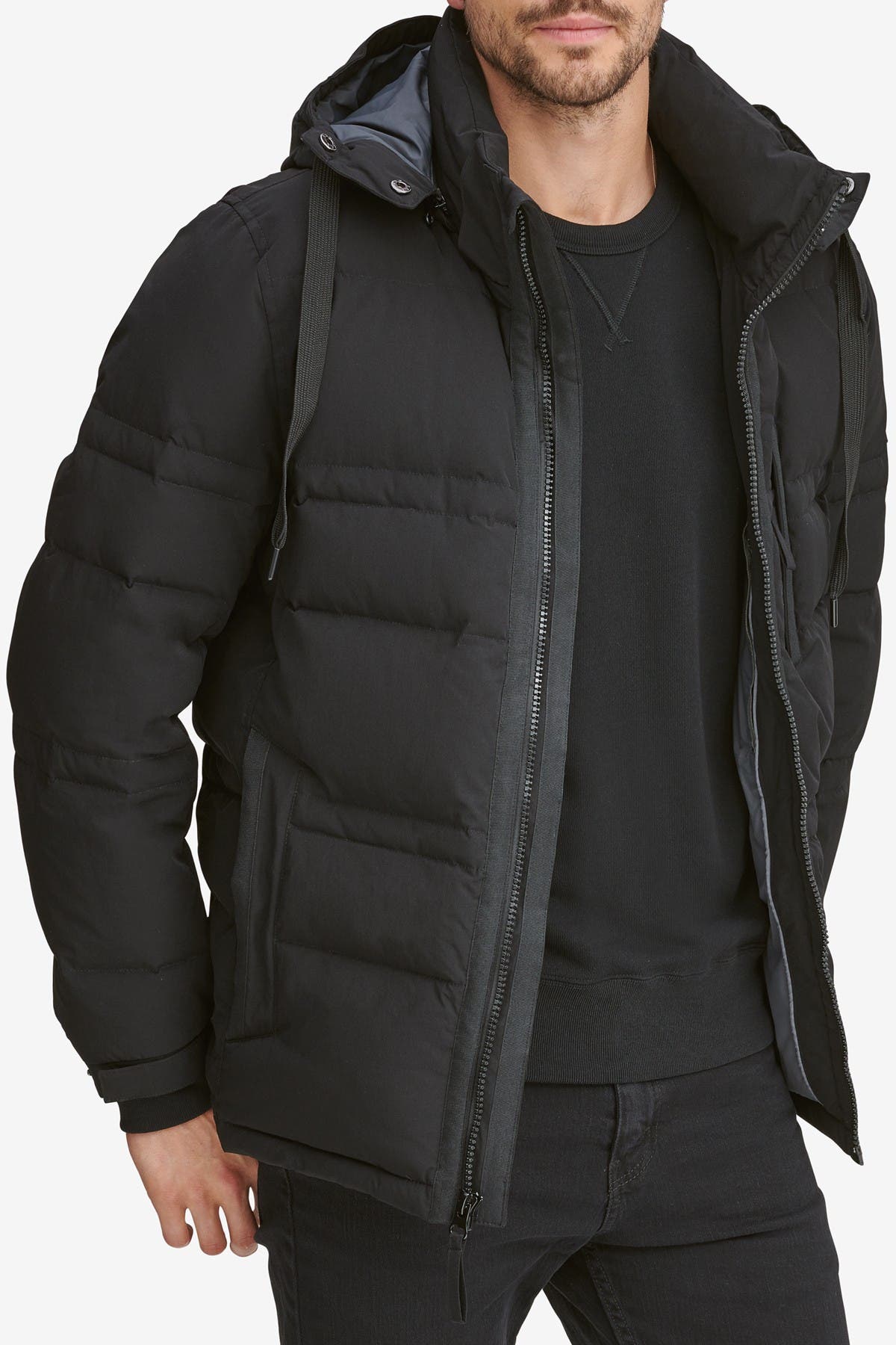 marc new york men's crinkle down hooded parka