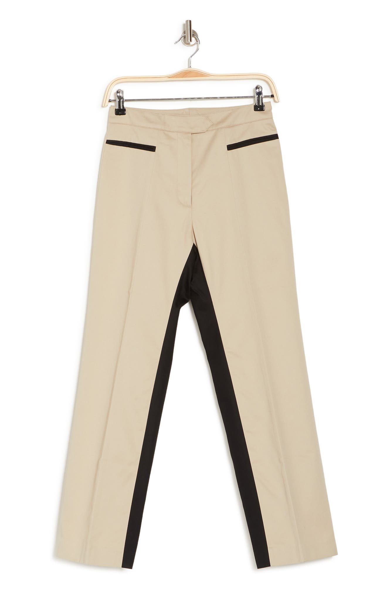 Palm Angels Two-tone Trouser Pants In Beige Black