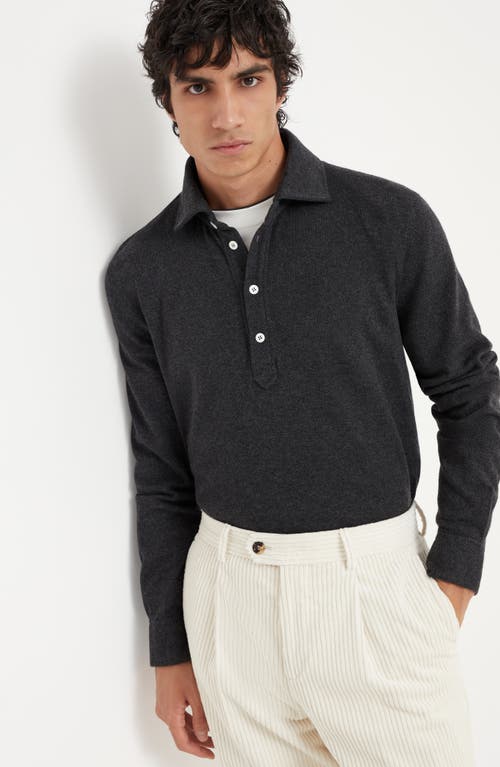 Shop Brunello Cucinelli Cashmere Knit Polo In Anthracite