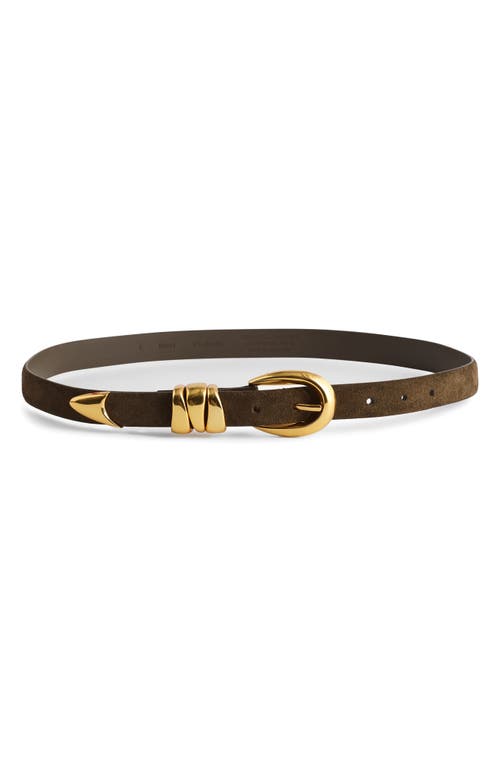 Shop Madewell Triple Keeper Suede Belt In Shaded Olive